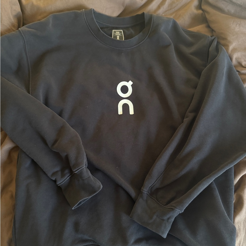 On Running Black Crewneck Sweatshirt with White Logo